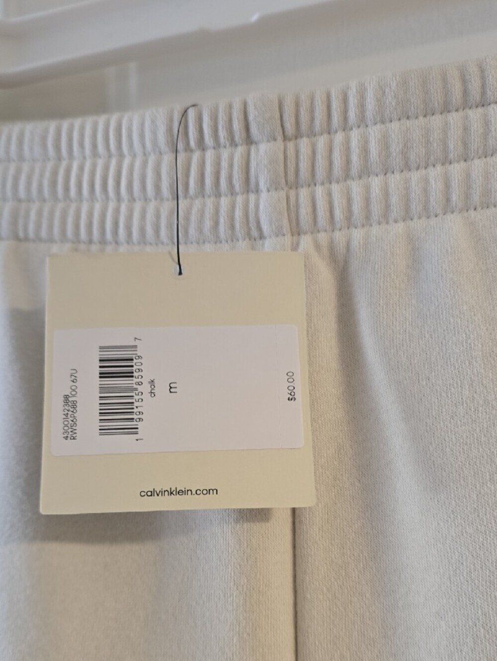Calvin Klein Fleece Sweatpants Joggers Cream Tan Vertical Side Logo NWT Size M - Picture 3 of 6